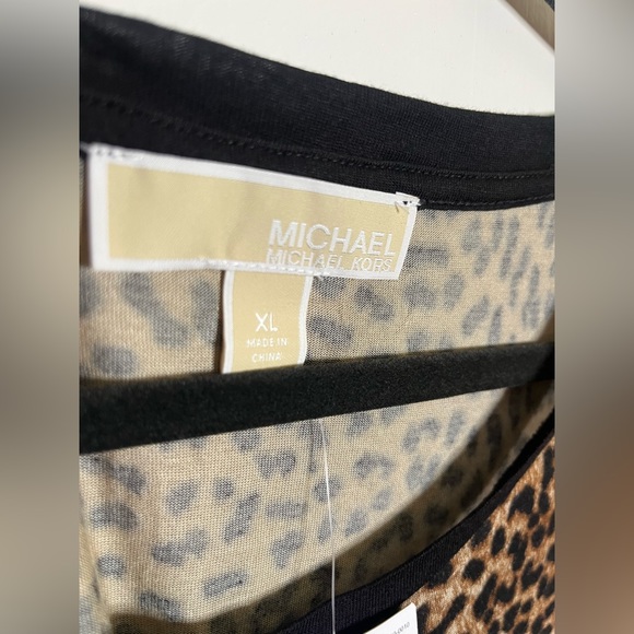 NBW - New Michael Kors Long Sleeve Leopard 🐆 Print Top Sz XL - Picture 3 of 6